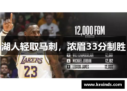 湖人轻取马刺，浓眉33分制胜
